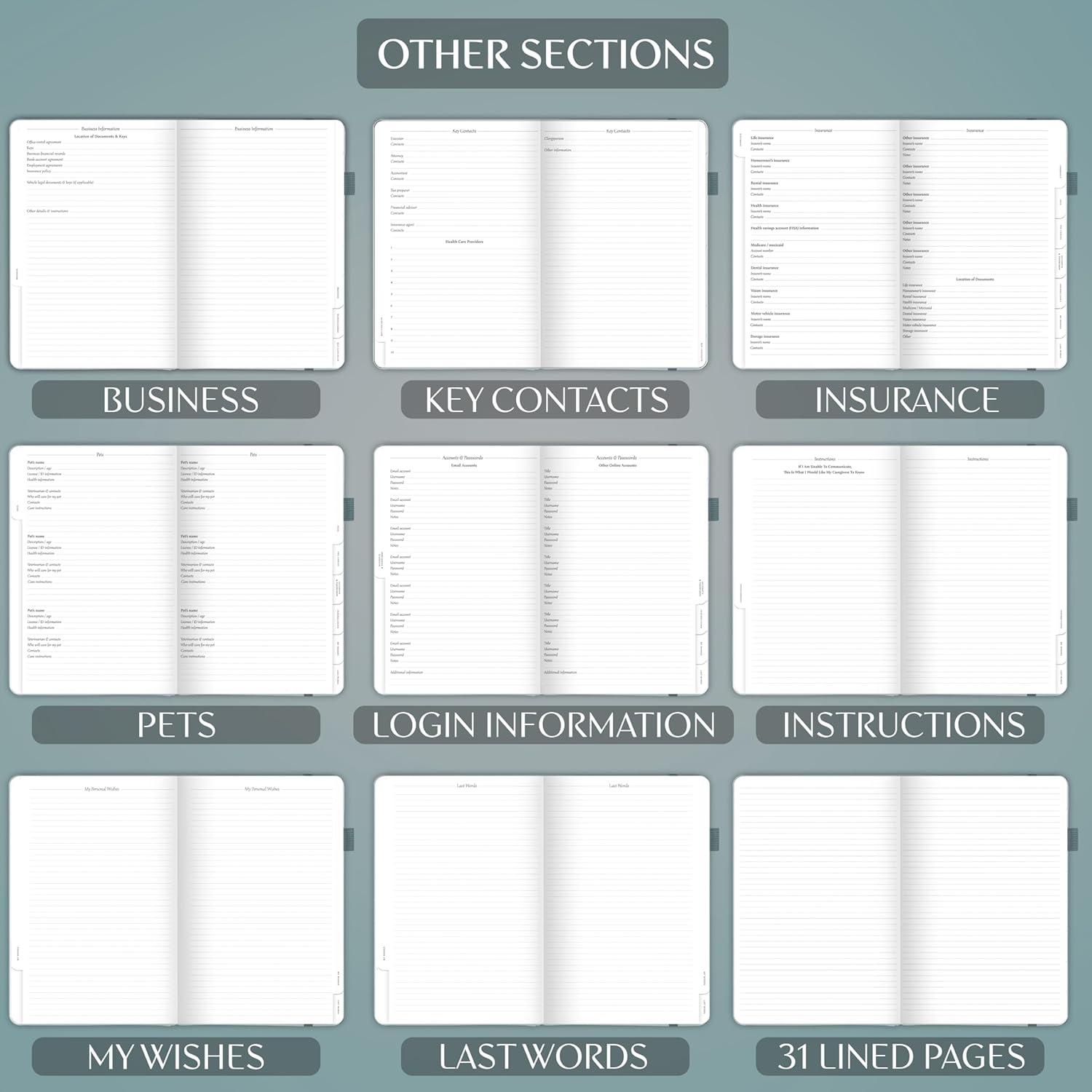 image:imageLegend End of Life Planner When Im Gone Workbook for Final Arrangements Beneficiary Information Funeral Planning Last Wishes amp Will Preparation Final Wishes Organizer Book 7x10 WhiteBlue Surf