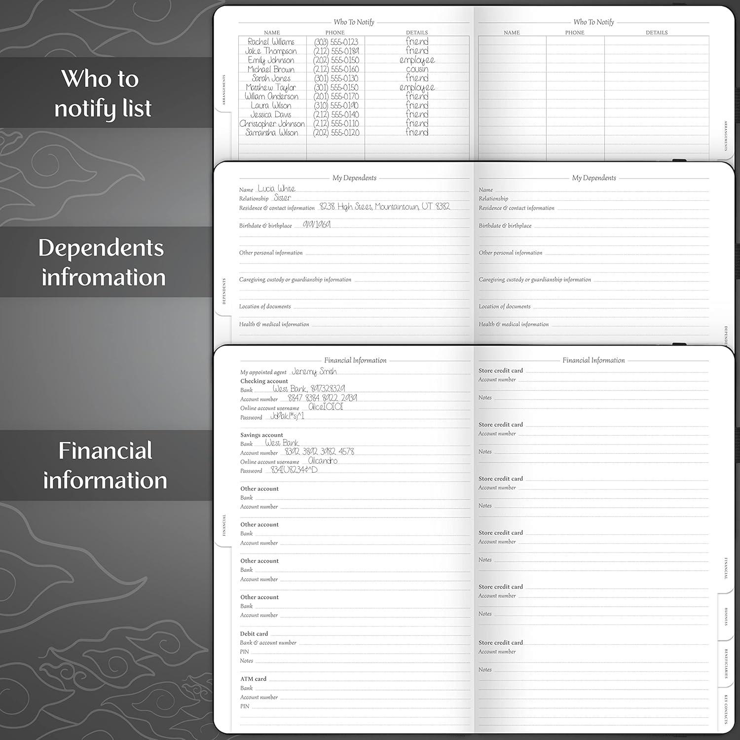 image:imageLegend End of Life Planner When Im Gone Workbook for Final Arrangements Beneficiary Information Funeral Planning Last Wishes amp Will Preparation Final Wishes Organizer Book 7x10 WhiteBlack