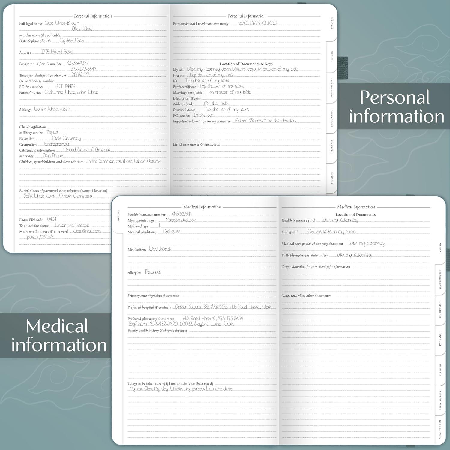 image:imageLegend End of Life Planner When Im Gone Workbook for Final Arrangements Beneficiary Information Funeral Planning Last Wishes amp Will Preparation Final Wishes Organizer Book 7x10 WhiteBlue Surf