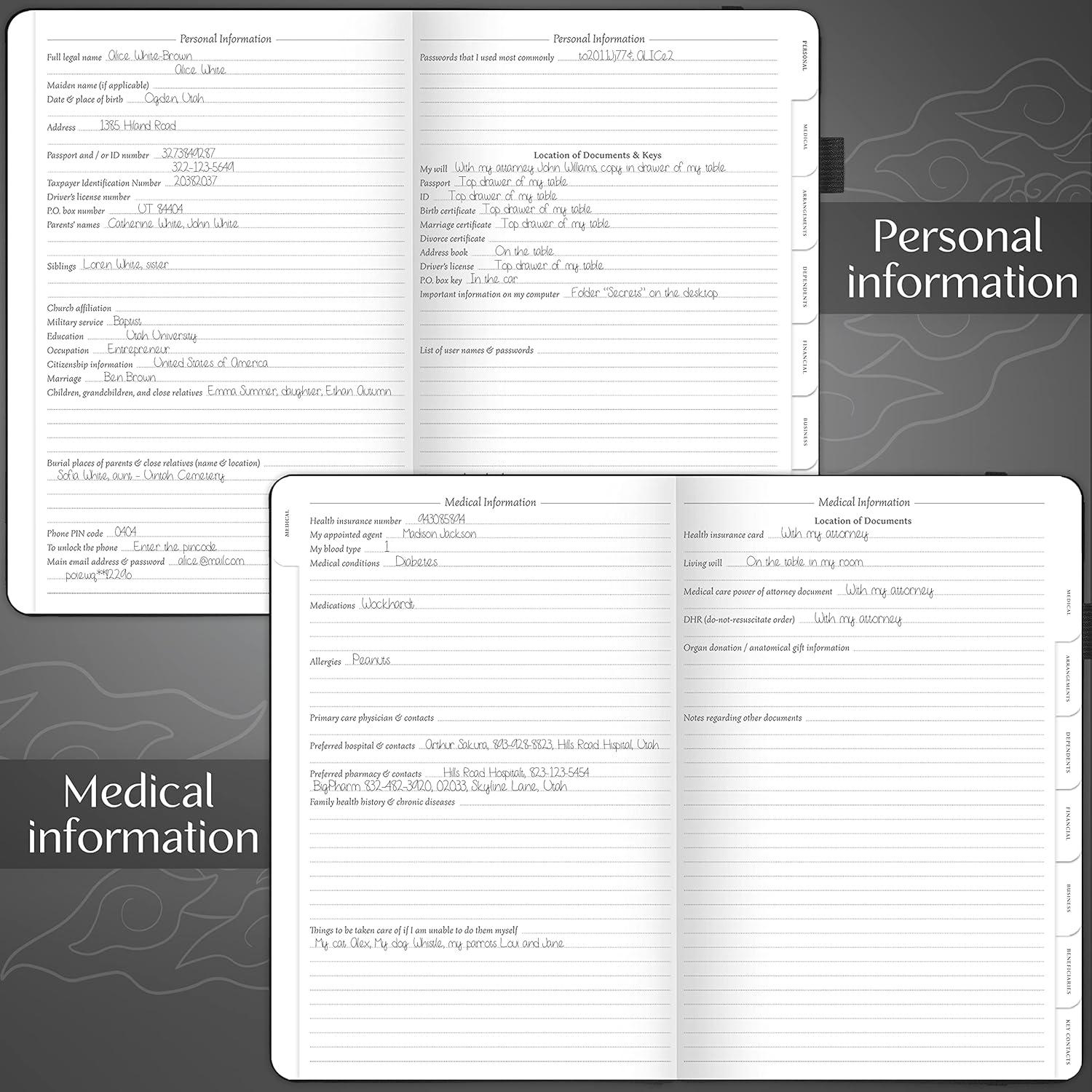 image:imageLegend End of Life Planner When Im Gone Workbook for Final Arrangements Beneficiary Information Funeral Planning Last Wishes amp Will Preparation Final Wishes Organizer Book 7x10 WhiteBlack