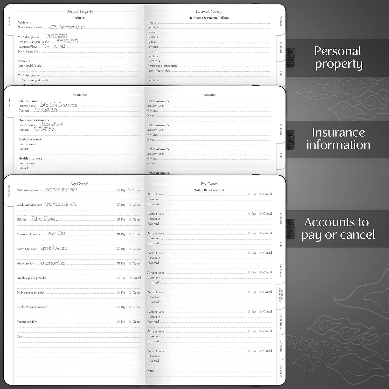 image:imageLegend End of Life Planner When Im Gone Workbook for Final Arrangements Beneficiary Information Funeral Planning Last Wishes amp Will Preparation Final Wishes Organizer Book 7x10 WhiteBlack