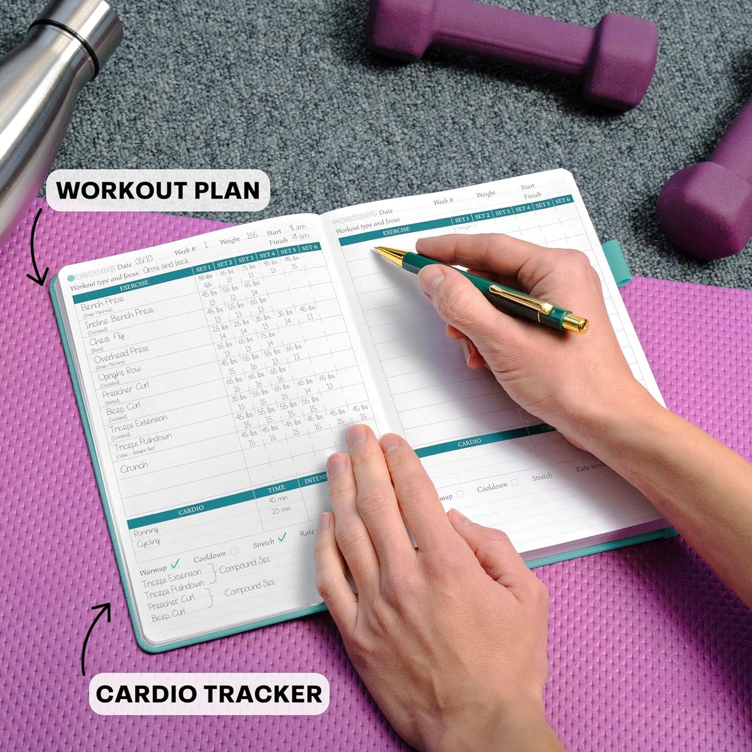 image:imageLegend Fitness Journal Exercise Log Book for Home Workout Gym Weightlifting Training Accessories amp Essentials for Women amp Men Weight Lifting Planner amp Tracker Work Out Gifts Turquoise