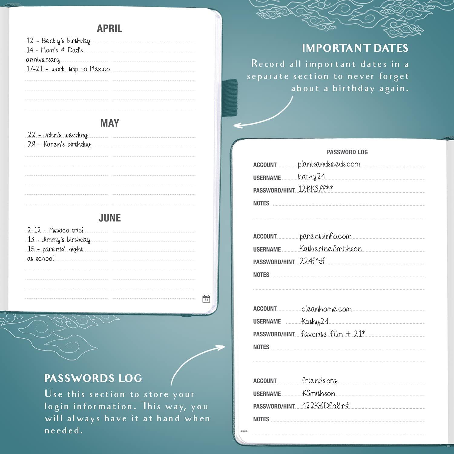image:imageLegend Planner Address Book with Alphabetical Tabs Telephone Contacts Book for Phone Numbers Addresses Passwords Medium Hot PinkDark Teal