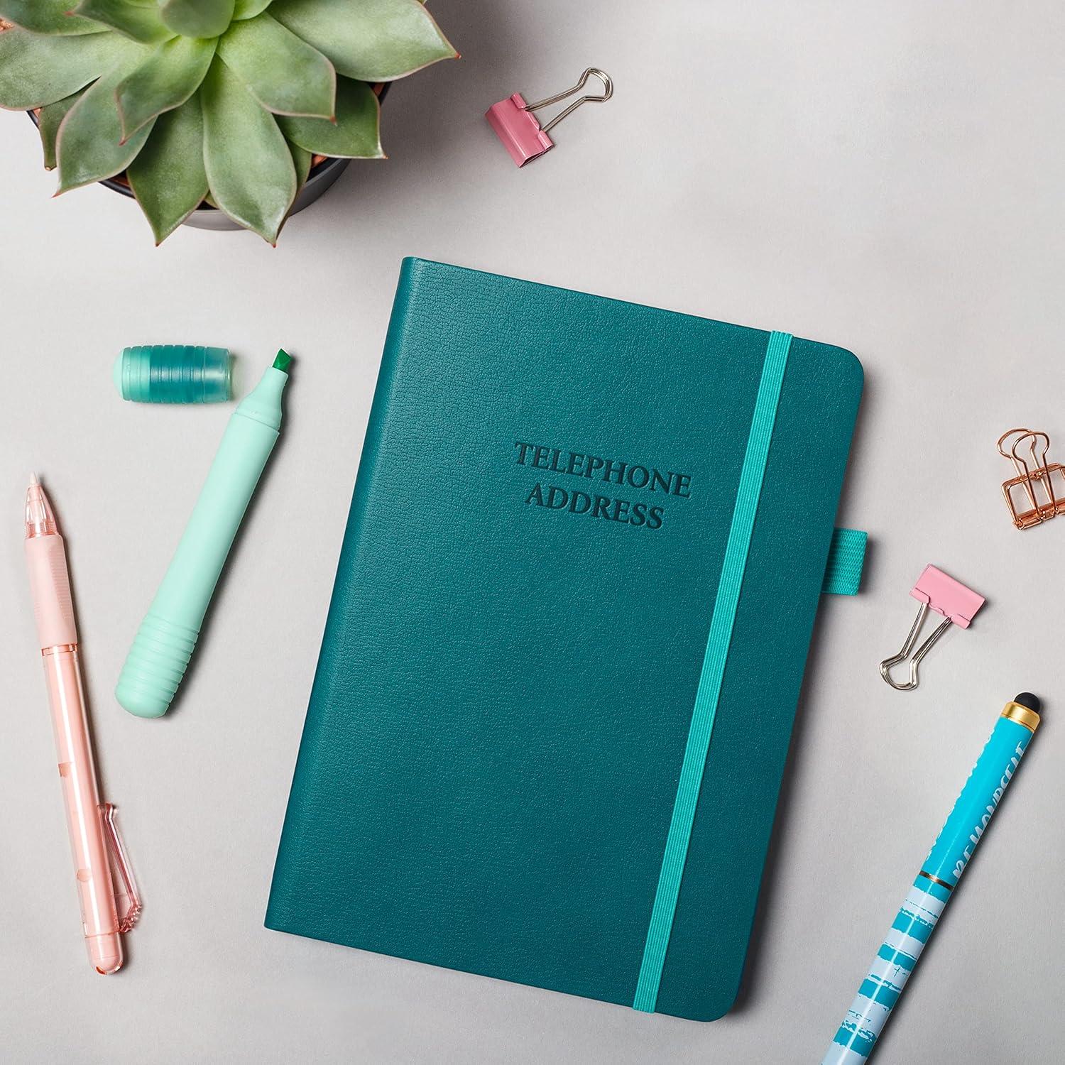 image:imageLegend Planner Address Book with Alphabetical Tabs Telephone Contacts Book for Phone Numbers Addresses Passwords Medium Hot PinkDark Teal