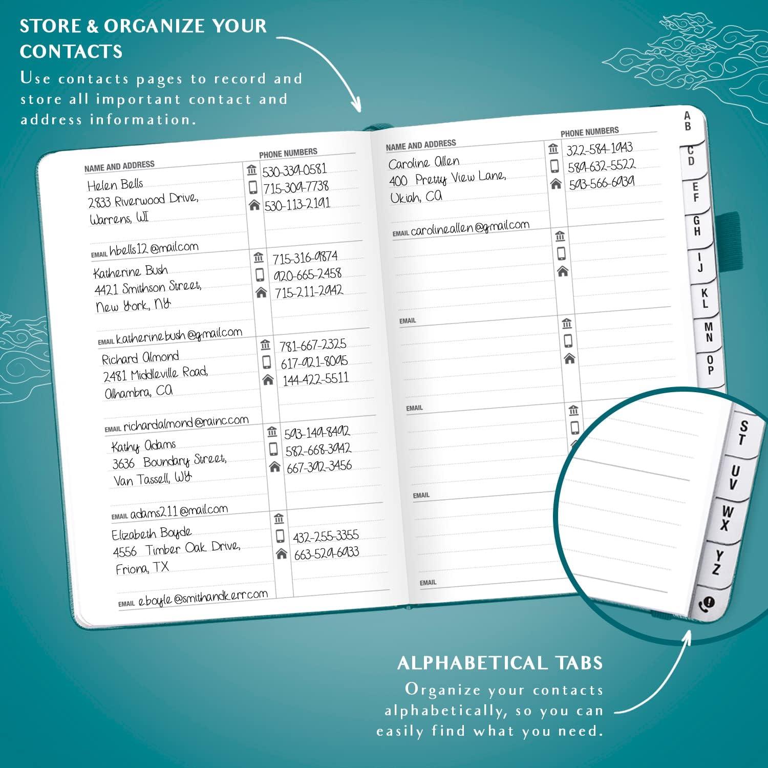 image:imageLegend Planner Address Book with Alphabetical Tabs Telephone Contacts Book for Phone Numbers Addresses Passwords Medium Hot PinkDark Teal