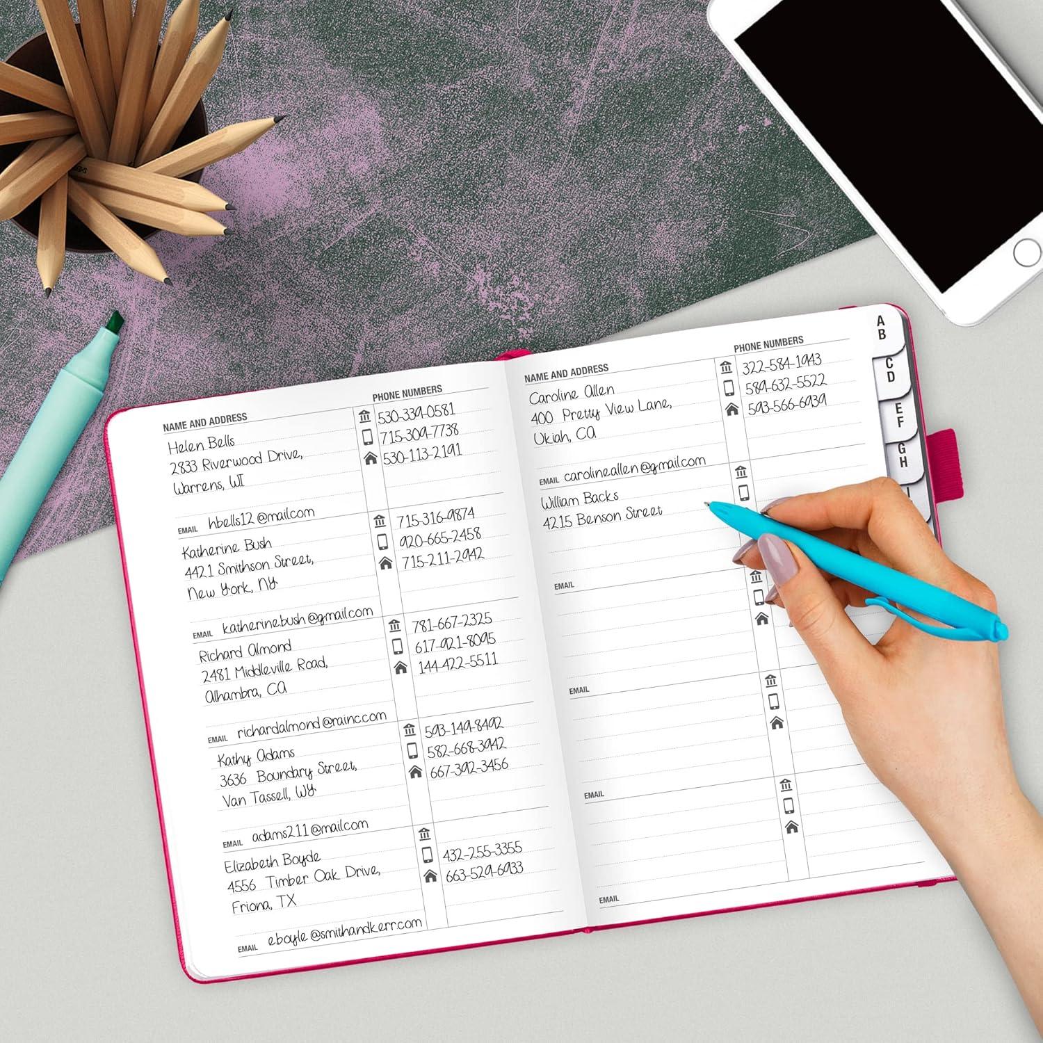 image:imageLegend Planner Address Book with Alphabetical Tabs Telephone Contacts Book for Phone Numbers Addresses Passwords Medium Hot PinkHot Pink