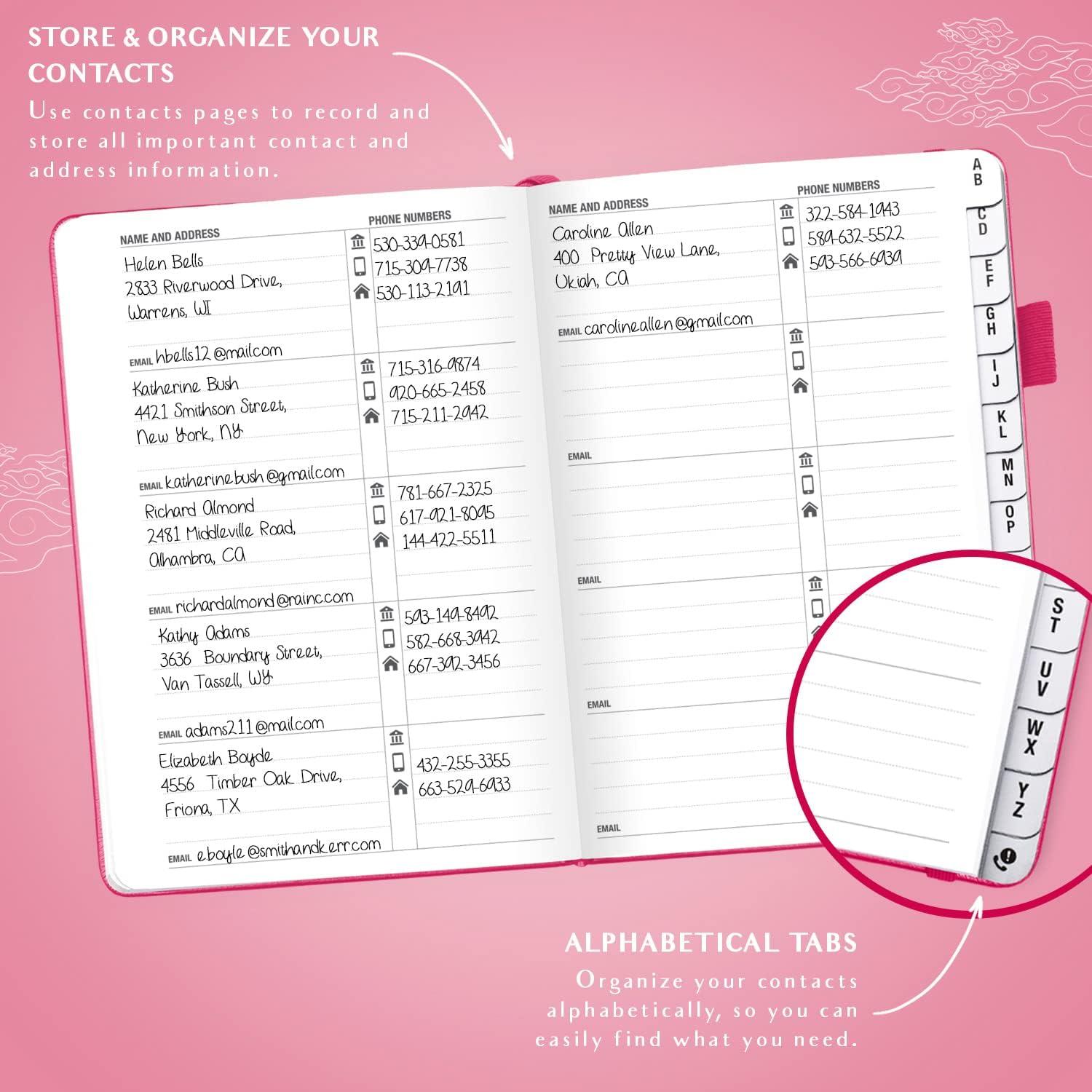 image:imageLegend Planner Address Book with Alphabetical Tabs Telephone Contacts Book for Phone Numbers Addresses Passwords Medium Hot PinkHot Pink