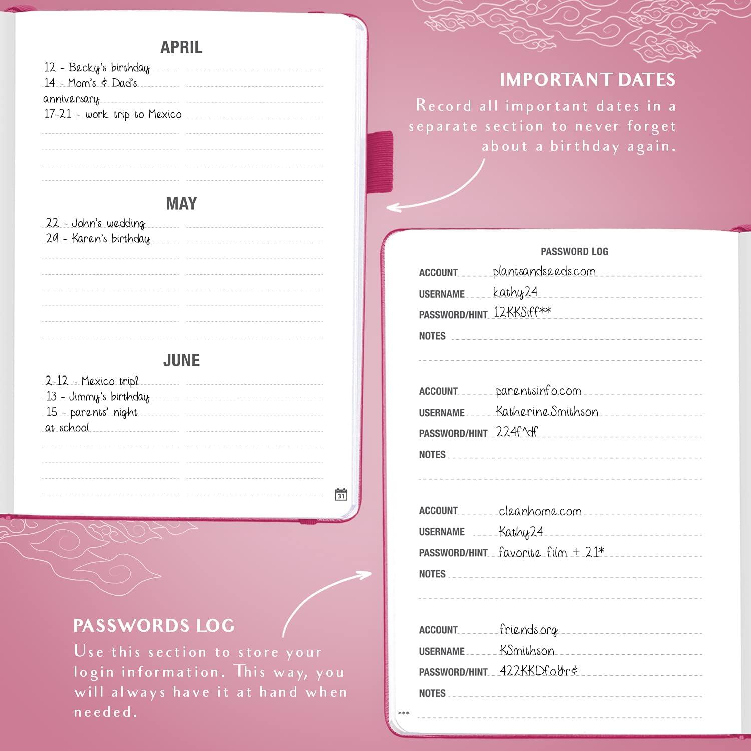 image:imageLegend Planner Address Book with Alphabetical Tabs Telephone Contacts Book for Phone Numbers Addresses Passwords Medium Hot PinkHot Pink
