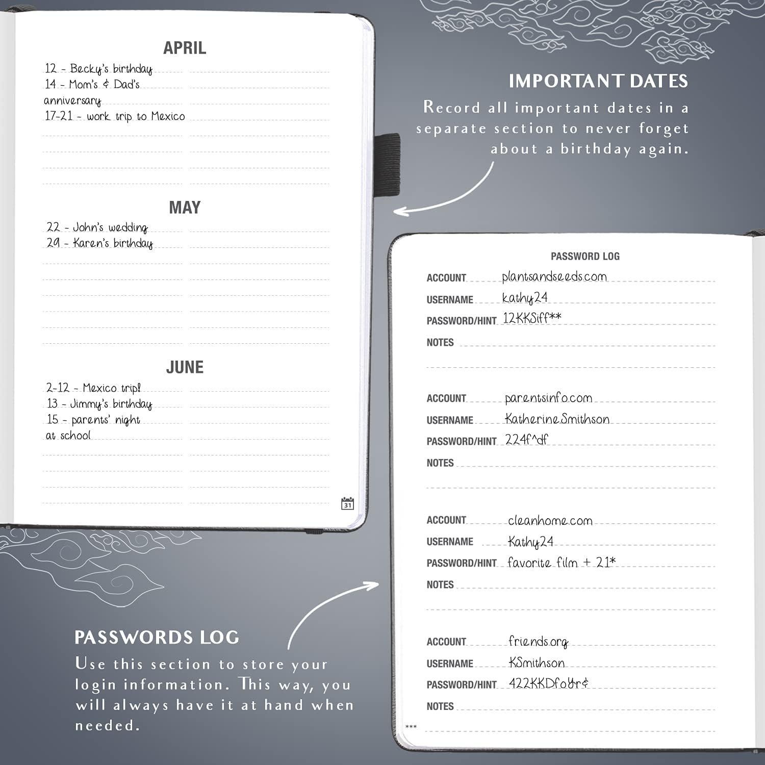 image:imageLegend Planner Address Book with Alphabetical Tabs Telephone Contacts Book for Phone Numbers Addresses Passwords Medium Hot PinkMystic Gray