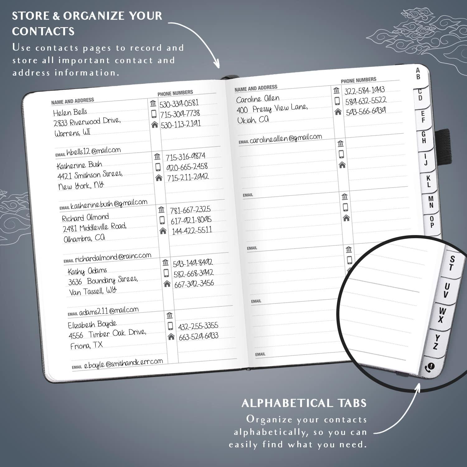 image:imageLegend Planner Address Book with Alphabetical Tabs Telephone Contacts Book for Phone Numbers Addresses Passwords Medium Hot PinkMystic Gray