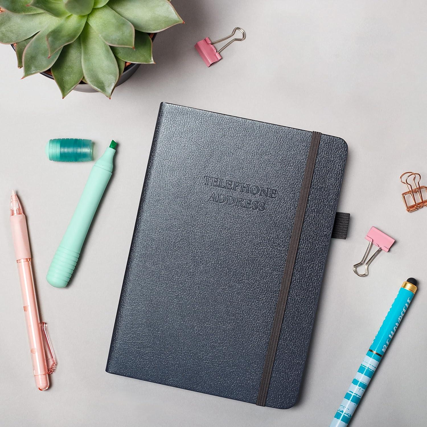 image:imageLegend Planner Address Book with Alphabetical Tabs Telephone Contacts Book for Phone Numbers Addresses Passwords Medium Hot PinkMystic Gray