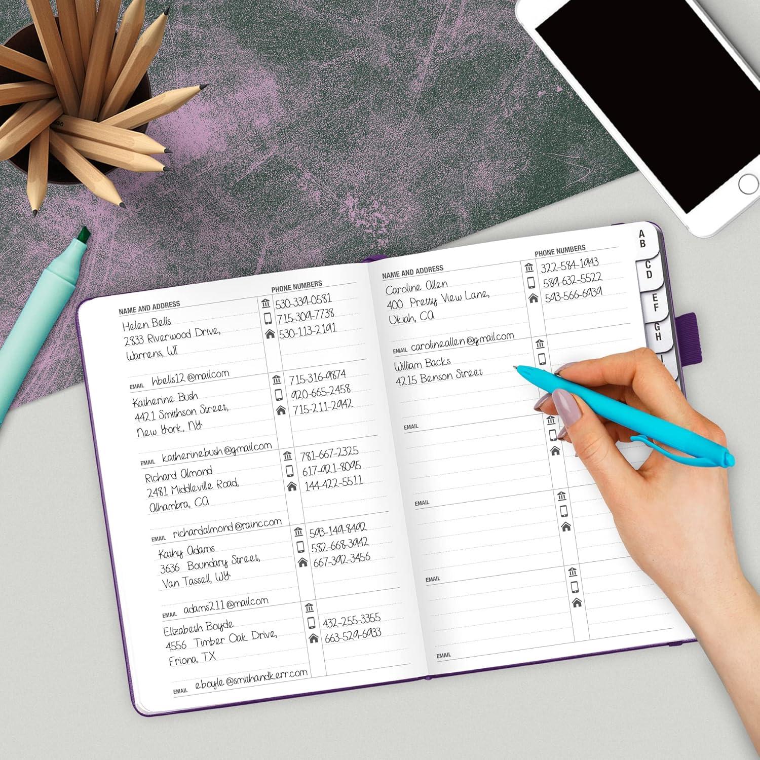 image:imageLegend Planner Address Book with Alphabetical Tabs Telephone Contacts Book for Phone Numbers Addresses Passwords Medium Hot PinkPurple