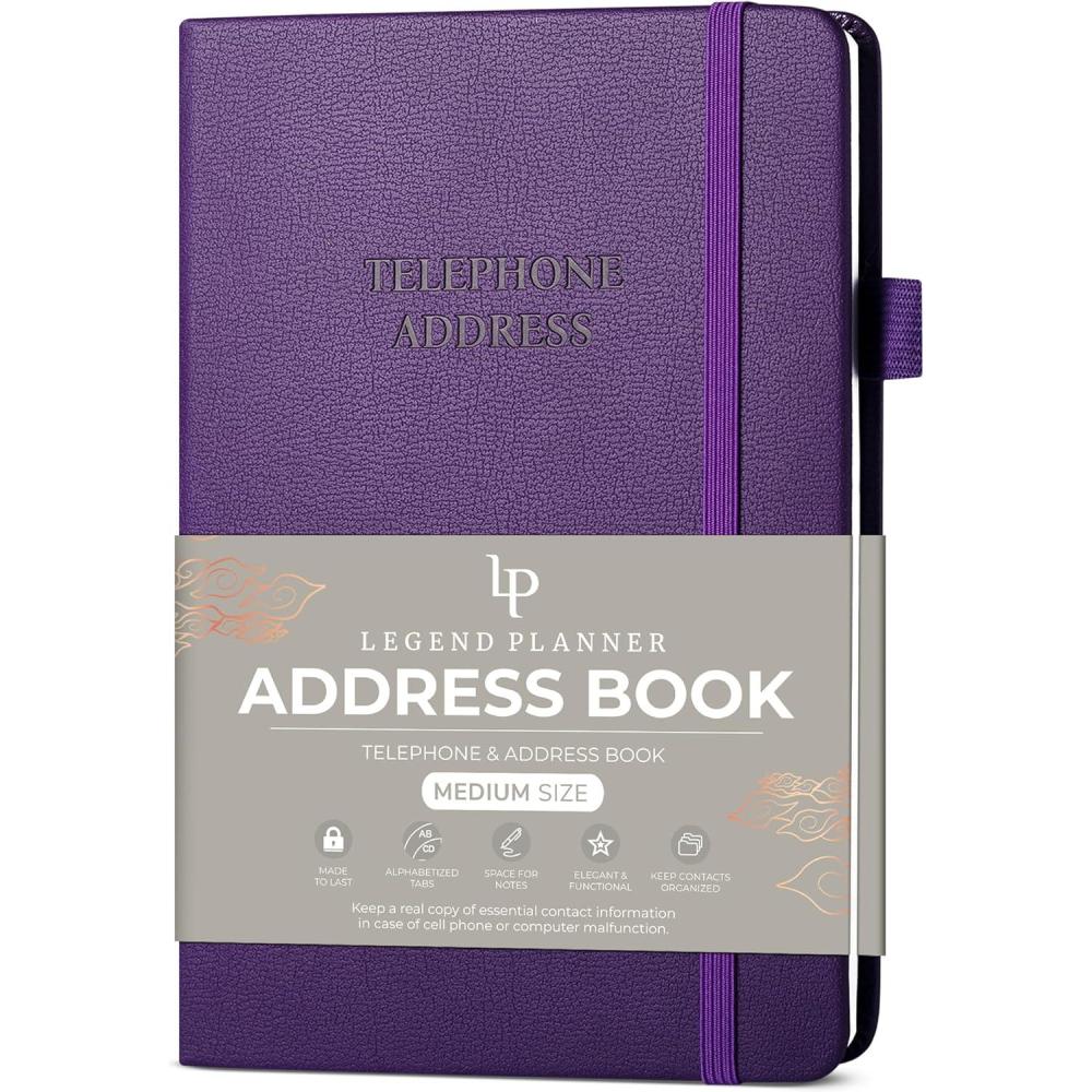 image:imageLegend Planner Address Book with Alphabetical Tabs Telephone Contacts Book for Phone Numbers Addresses Passwords Medium Hot PinkPurple