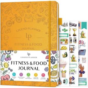 image:imageLegend Fitness amp Food Journal  Nutrition amp Workout Planner with Exercise Calendar amp Nutrient Tracker  Gym Training amp Diet Log Book for Women amp Men  Lasts Lasts 3 Months Months 75x10 BlackAmber Yellow