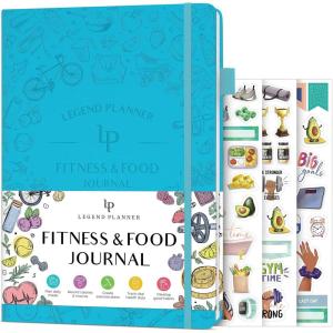 image:imageLegend Fitness amp Food Journal  Nutrition amp Workout Planner with Exercise Calendar amp Nutrient Tracker  Gym Training amp Diet Log Book for Women amp Men  Lasts Lasts 3 Months Months 75x10 BlackAquamarine