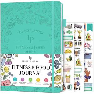 image:imageLegend Fitness amp Food Journal  Nutrition amp Workout Planner with Exercise Calendar amp Nutrient Tracker  Gym Training amp Diet Log Book for Women amp Men  Lasts Lasts 3 Months Months 75x10 BlackTurquoise