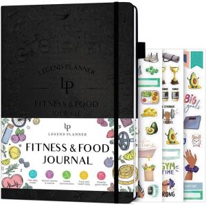image:imageLegend Fitness amp Food Journal  Nutrition amp Workout Planner with Exercise Calendar amp Nutrient Tracker  Gym Training amp Diet Log Book for Women amp Men  Lasts Lasts 3 Months Months 75x10 BlackBlack