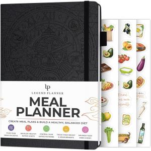 image:imageLegend Meal Planner  Weekly Meal Prep amp Nutrition Journal with Grocery List amp Weight Loss Tracker  Diet amp Wellness Diary Log  Undated 12Month Food Notebook  Hardcover A5 Size Black