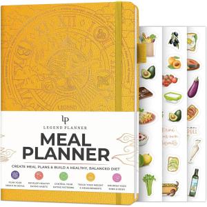 image:imageLegend Meal Planner  Weekly Meal Prep amp Nutrition Journal with Grocery List amp Weight Loss Tracker  Diet amp Wellness Diary Log  Undated 12Month Food Notebook  Hardcover A5 Size Amber Yellow
