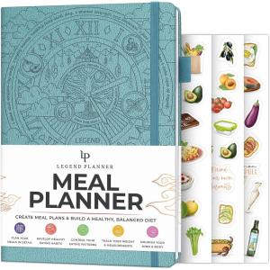 image:imageLegend Meal Planner  Weekly Meal Prep amp Nutrition Journal with Grocery List amp Weight Loss Tracker  Diet amp Wellness Diary Log  Undated 12Month Food Notebook  Hardcover A5 Size Aquamarine
