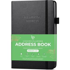 image:imageLegend Planner Address Book with Alphabetical Tabs Telephone Contacts Book for Phone Numbers Addresses Passwords Medium Hot PinkBlack