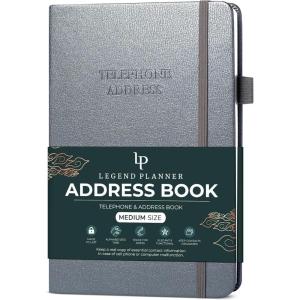 image:imageLegend Planner Address Book with Alphabetical Tabs Telephone Contacts Book for Phone Numbers Addresses Passwords Medium Hot PinkMystic Gray