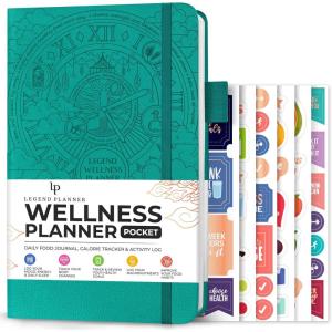 image:imageLegend Wellness Planner amp Food Journal  Daily Diet amp Health Journal with Weight Loss Measurement amp Exercise Trackers  Lifestyle amp Nutrition Diary  Lasts 6 Months A5 size  Dark TealTurquoise Debossed