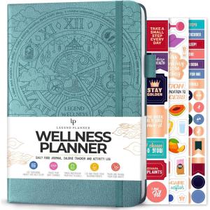 image:imageLegend Wellness Planner amp Food Journal  Daily Diet amp Health Journal with Weight Loss Measurement amp Exercise Trackers  Lifestyle amp Nutrition Diary  Lasts 6 Months A5 size  Dark TealAquamarine Debossed