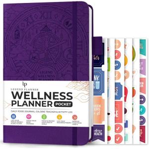 image:imageLegend Wellness Planner amp Food Journal  Daily Diet amp Health Journal with Weight Loss Measurement amp Exercise Trackers  Lifestyle amp Nutrition Diary  Lasts 6 Months A5 size  Dark TealPurple Debossed