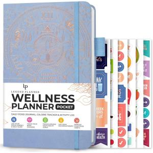 image:imageLegend Wellness Planner amp Food Journal  Daily Diet amp Health Journal with Weight Loss Measurement amp Exercise Trackers  Lifestyle amp Nutrition Diary  Lasts 6 Months A5 size  Dark TealPeriwinkle Gold Foil