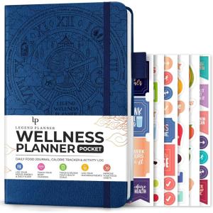 image:imageLegend Wellness Planner amp Food Journal  Daily Diet amp Health Journal with Weight Loss Measurement amp Exercise Trackers  Lifestyle amp Nutrition Diary  Lasts 6 Months A5 size  Dark TealMystic Blue Debossed