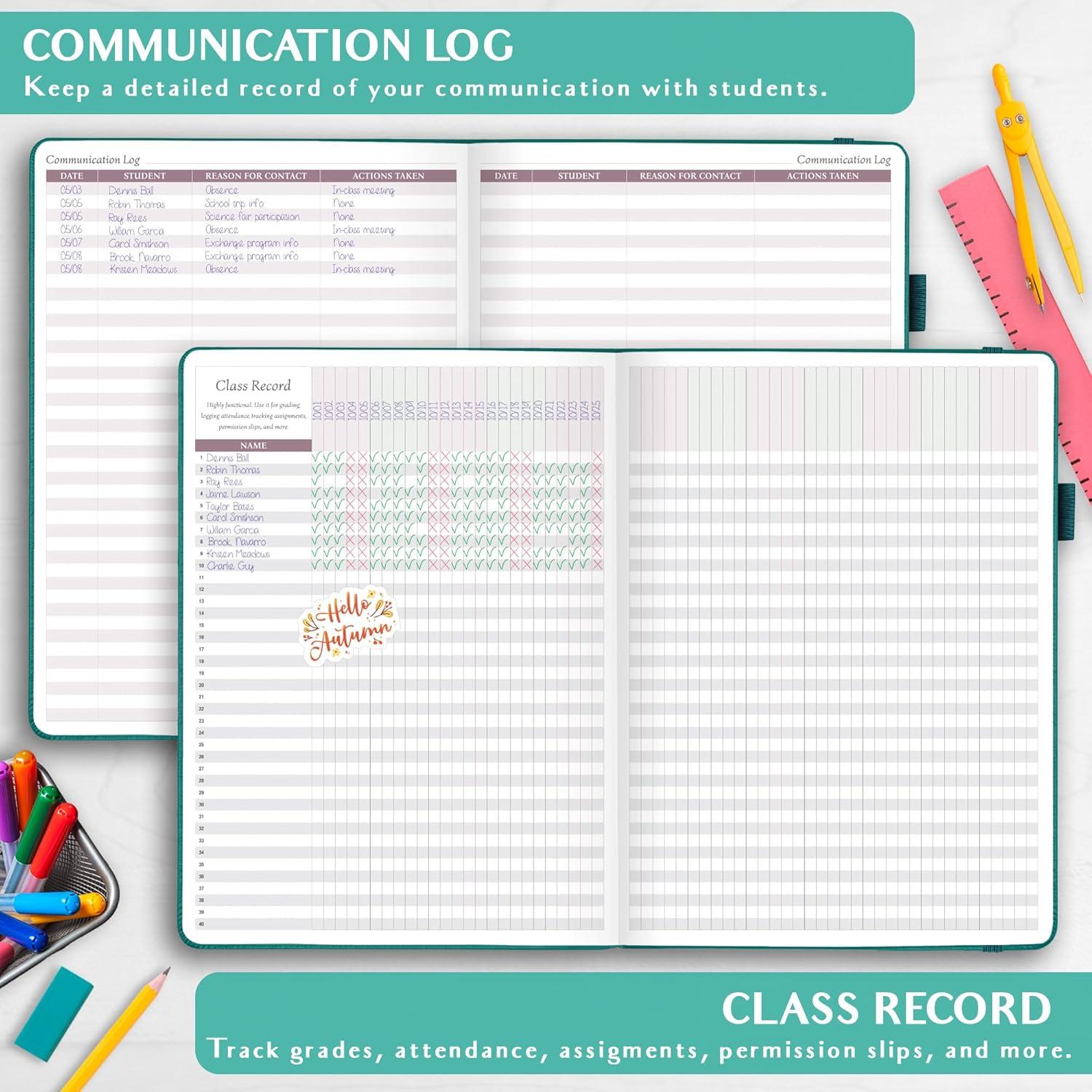 image:imageLegend Teacher Planner Undated Lesson Plan Book for Teachers with Weekly amp Monthly Calendars Classroom Organization amp School Year Planner 85x115 Hardcover Mystic GrayViridian Green Gold