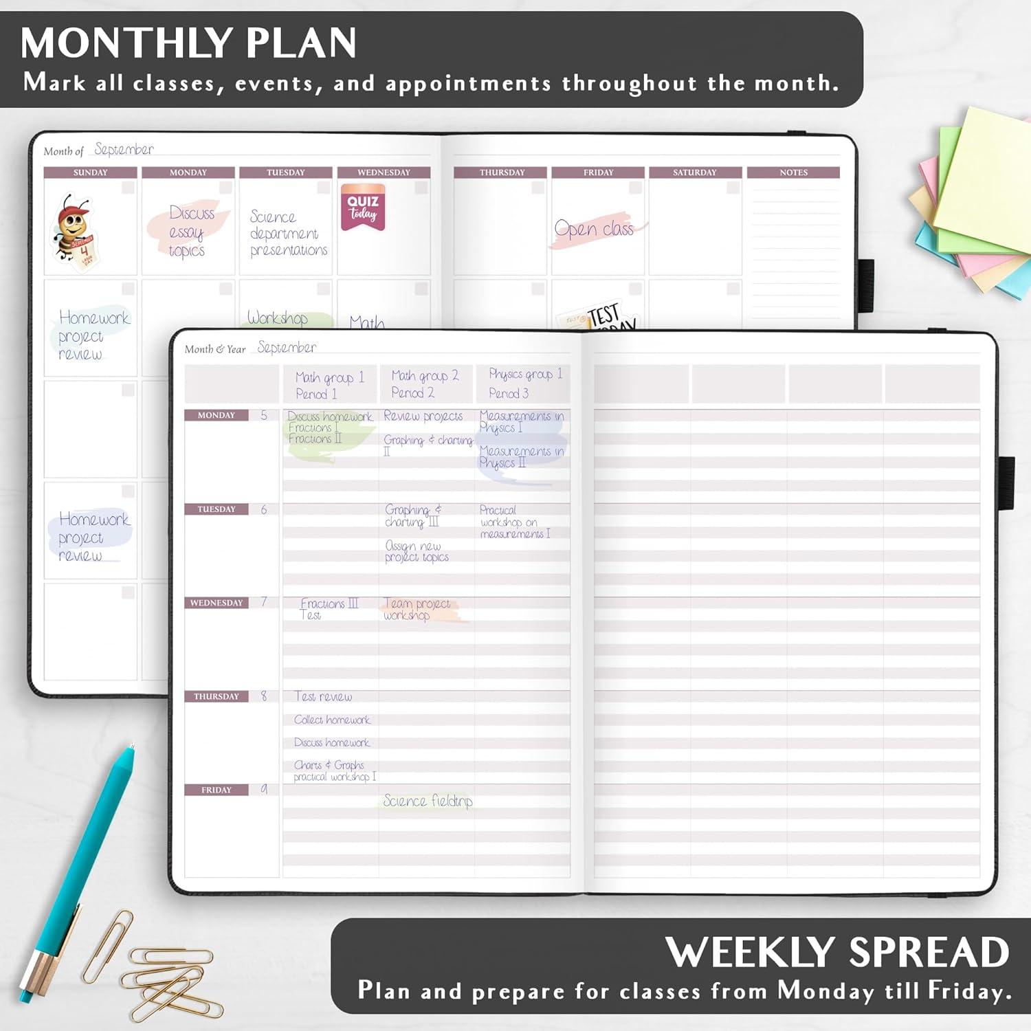 image:imageLegend Teacher Planner Undated Lesson Plan Book for Teachers with Weekly amp Monthly Calendars Classroom Organization amp School Year Planner 85x115 Hardcover Mystic GrayBlack Debossed