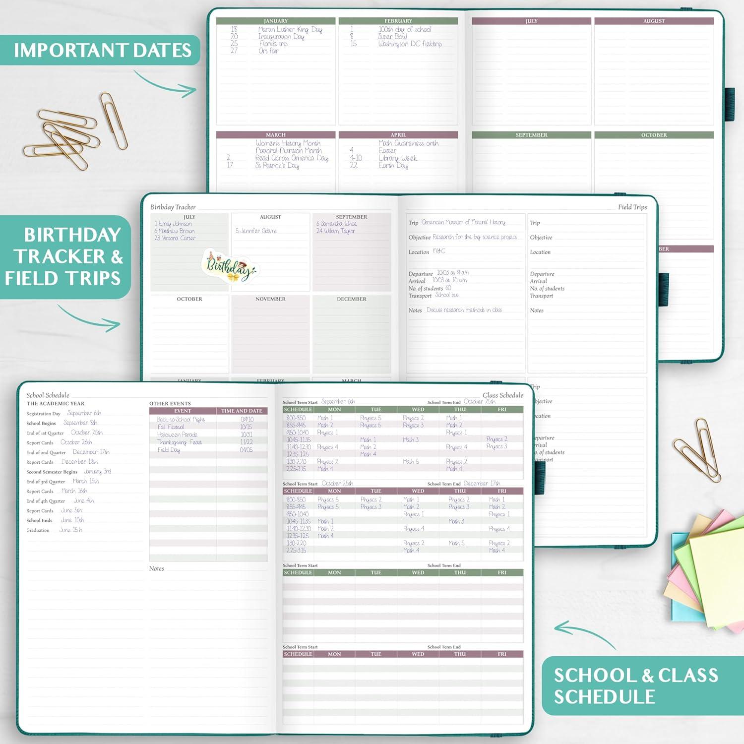 image:imageLegend Teacher Planner Undated Lesson Plan Book for Teachers with Weekly amp Monthly Calendars Classroom Organization amp School Year Planner 85x115 Hardcover Mystic GrayViridian Green Gold