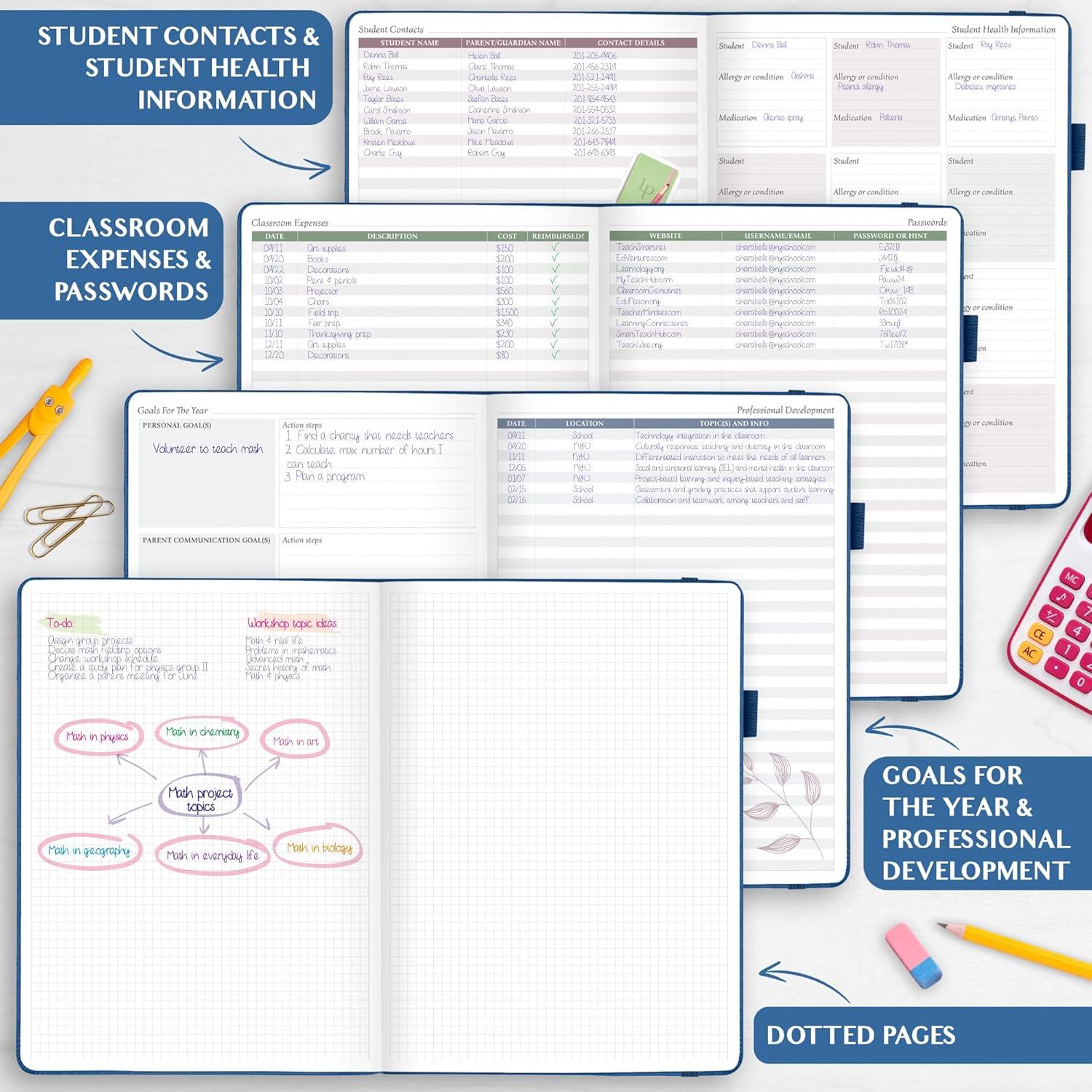image:imageLegend Teacher Planner Undated Lesson Plan Book for Teachers with Weekly amp Monthly Calendars Classroom Organization amp School Year Planner 85x115 Hardcover Mystic GrayMystic Blue Debossed