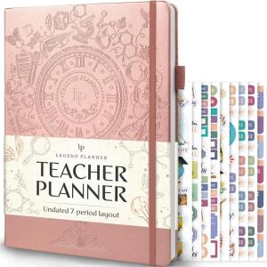 image:imageLegend Teacher Planner  Undated Lesson Plan Book for Teachers with Weekly amp Monthly Calendars  Classroom Organization amp School Year Planner  85x115 Hardcover Mystic GrayRose Gold Debossed