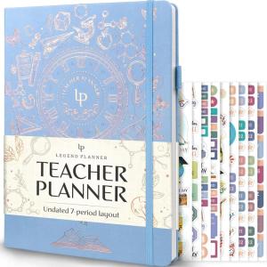 image:imageLegend Teacher Planner  Undated Lesson Plan Book for Teachers with Weekly amp Monthly Calendars  Classroom Organization amp School Year Planner  85x115 Hardcover Mystic GrayPeriwinkle Gold