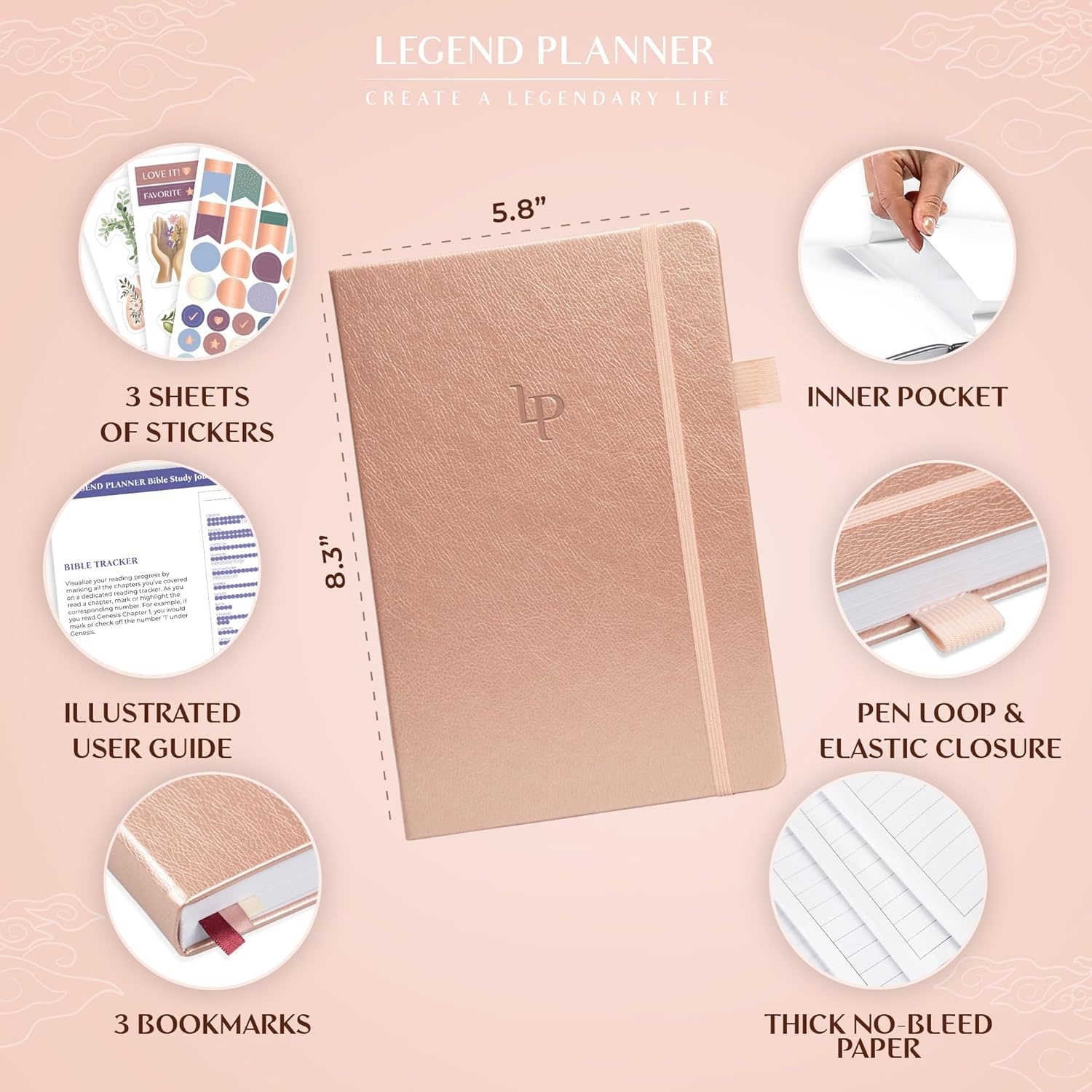 image:imageLegend Bible Study Journal Bible amp Church Note Taking amp Journaling Notebook Faith Based Gifts amp Religious Accessories Rose GoldRose Gold
