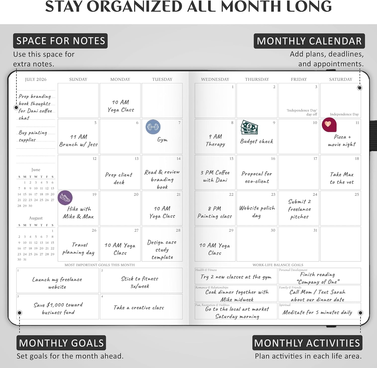 image:imageLegend Dated Hourly Weekly Planner 2026 Daily Monthly amp Yearly Agenda with Time Slots Hardcover Organizer Journal 58x83 PeriwinkleBlack