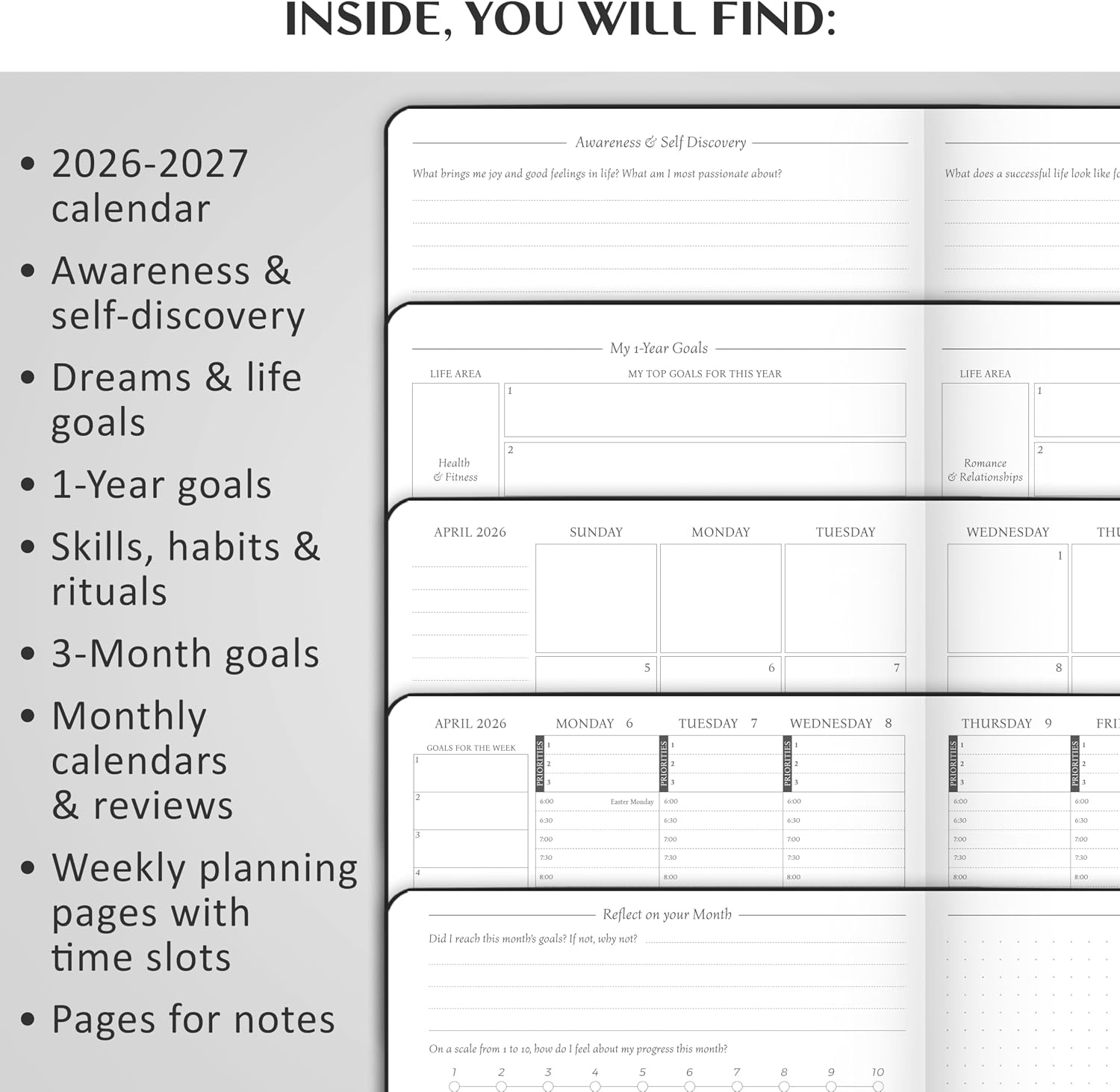 image:imageLegend Dated Hourly Weekly Planner 2026 Daily Monthly amp Yearly Agenda with Time Slots Hardcover Organizer Journal 58x83 PeriwinkleBlack