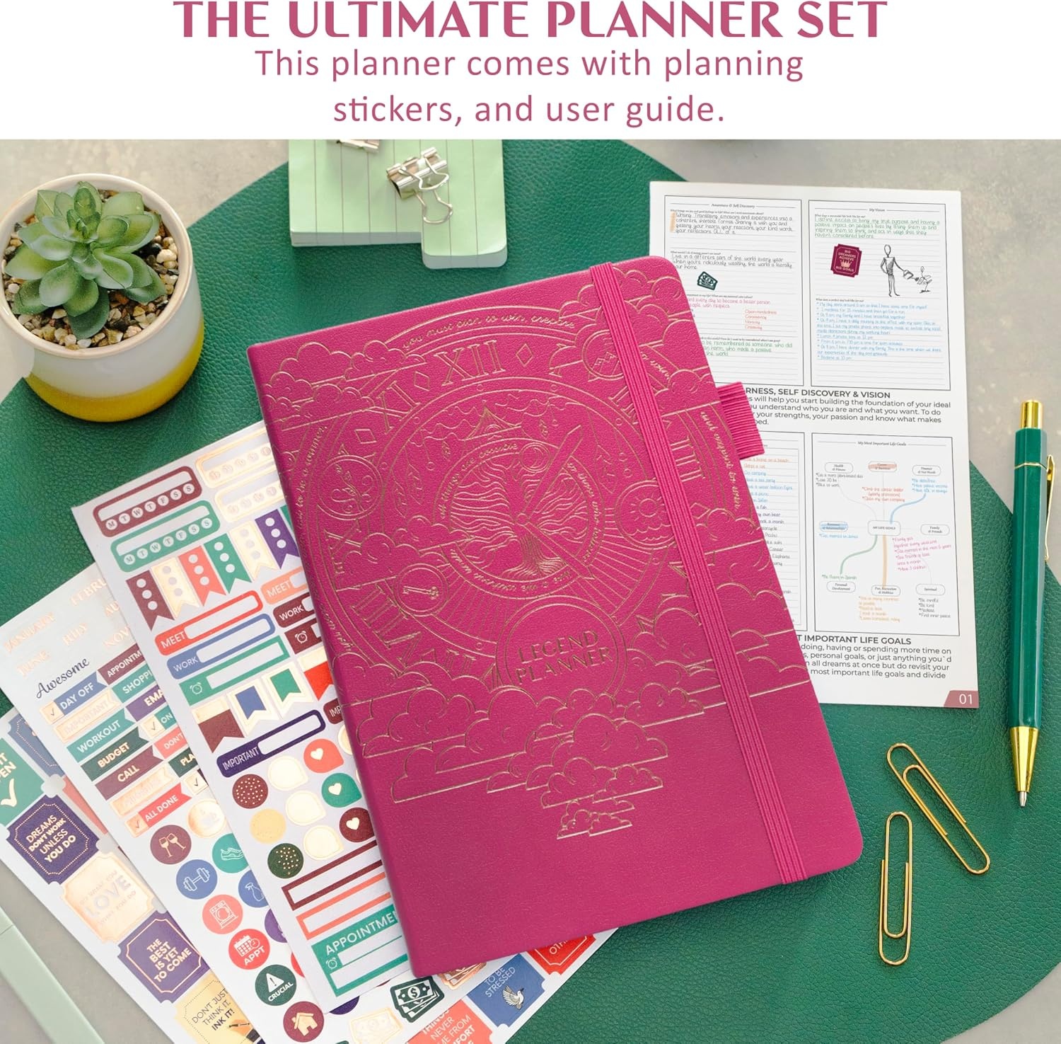 image:imageLegend Dated Hourly Weekly Planner 2026 Daily Monthly amp Yearly Agenda with Time Slots Hardcover Organizer Journal 58x83 PeriwinkleHot Pink