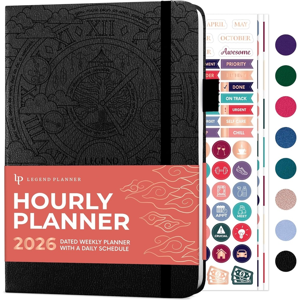 image:imageLegend Dated Hourly Weekly Planner 2026 Daily Monthly amp Yearly Agenda with Time Slots Hardcover Organizer Journal 58x83 PeriwinkleBlack