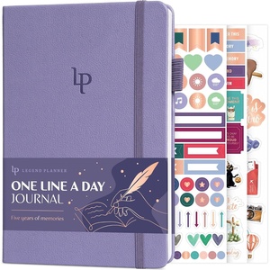 image:imageLegend One Line a Day 5Year Journal  Undated One Day at a Time Journal with Stickers  Hardcover FiveYear Book to Write Daily Sentence with Memory amp Reflection 58 x 83 Forest GreenLavender